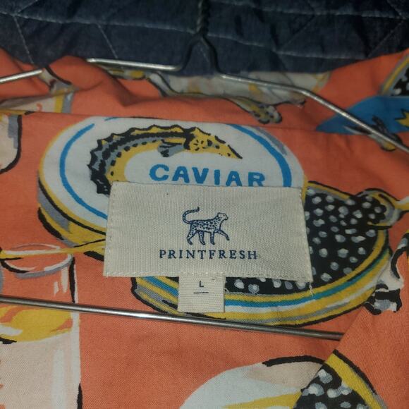 NEW PrintFresh Size L Champagne & Caviar PJ Top NWOT Pants Set Cotton Salmon - Picture 7 of 14